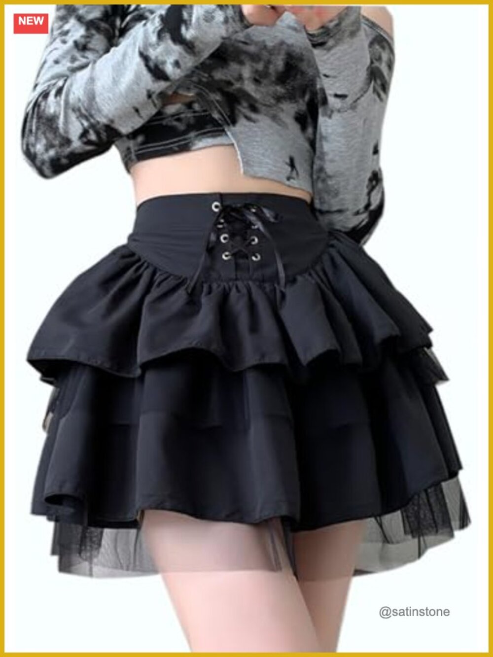 Ruffled Mini Skirt High Waisted Pleated Gothic Y2K Club Skirt for Women